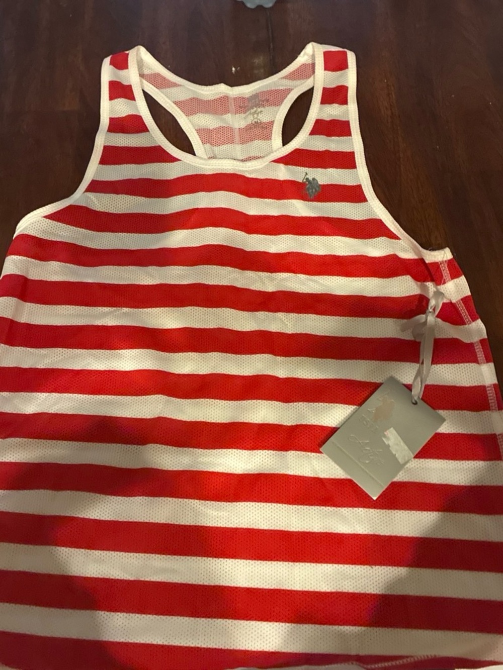 U.S. Polo Assn. Red & White Striped Racerback Tank
